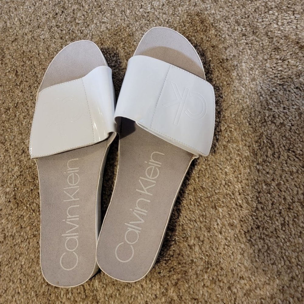 Calvin Klein white sandals size 10, worn only a couple of times